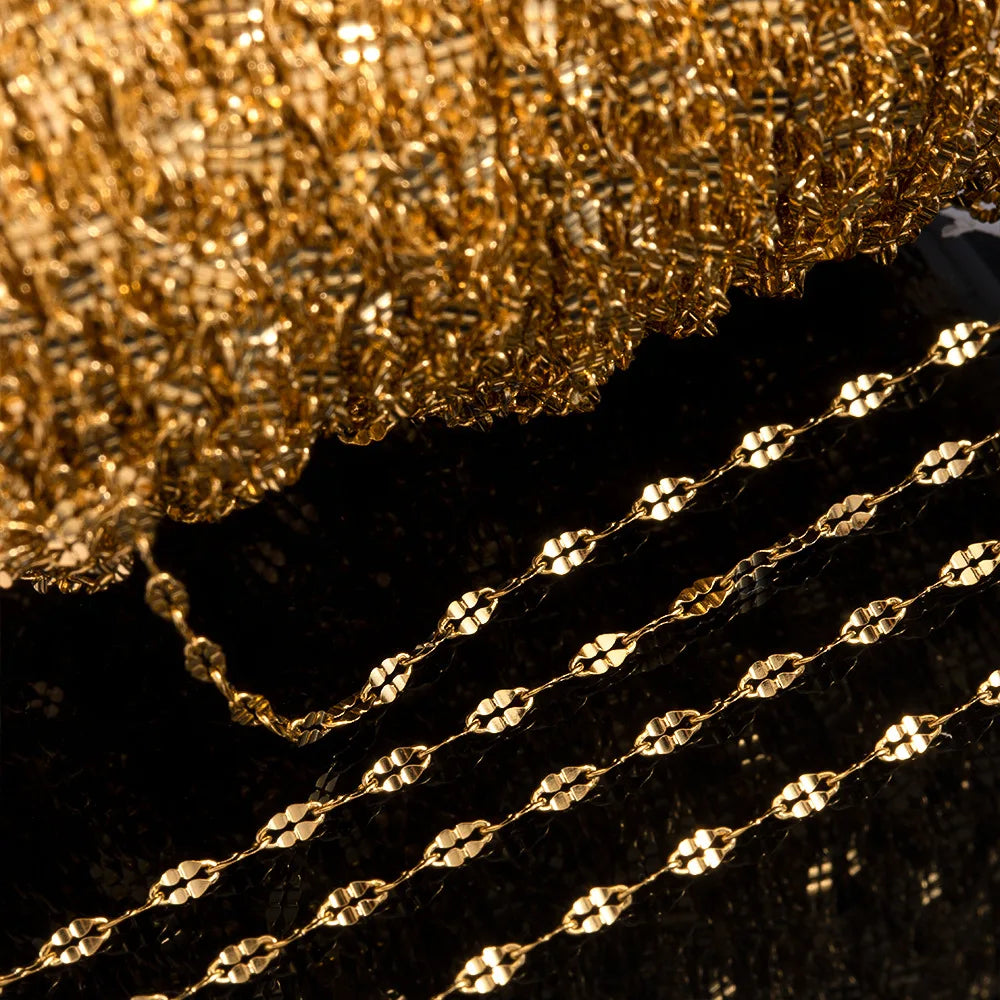 E130 Fashion Silver Gold Plated Chain Waterproof Stainless Steel Link Chains Lip Shape Chains for Jewelry Custom