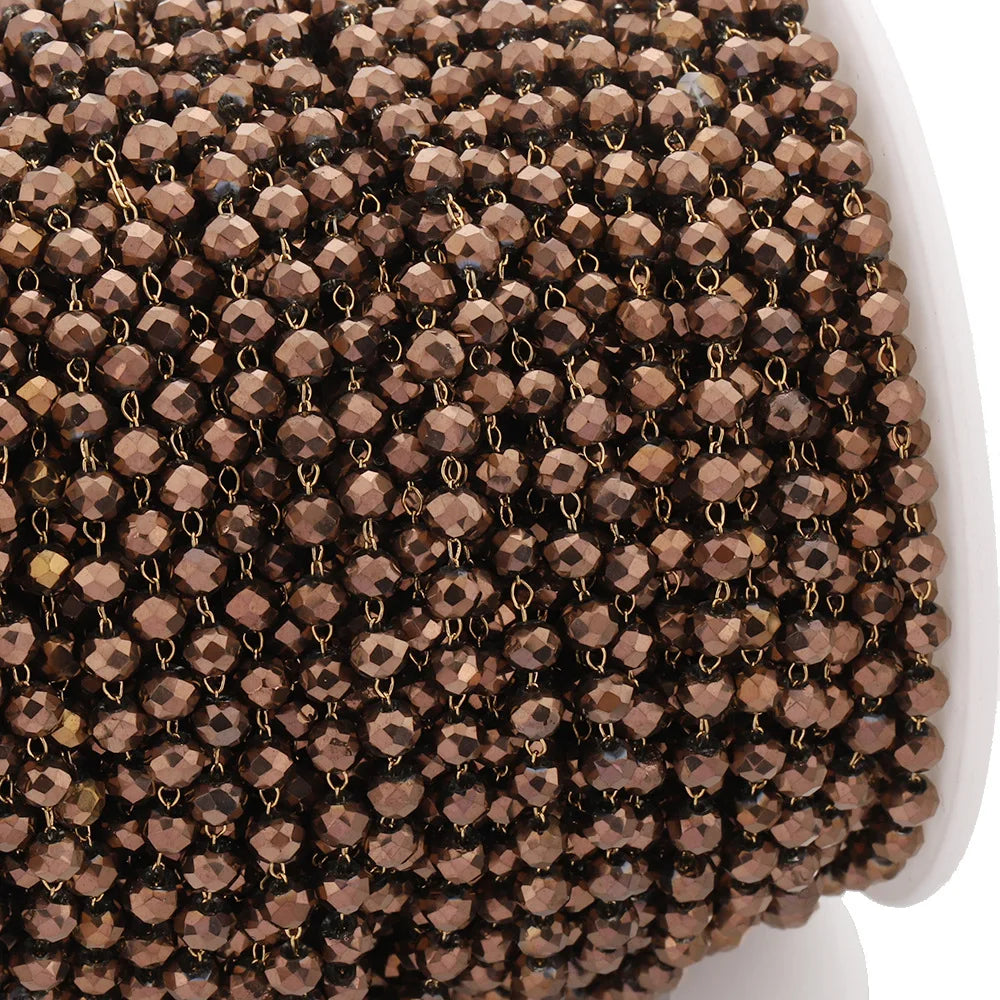 E234 3.5mm Width Gold Plated Chain Waterproof Stainless Steel Beaded Chains for Jewelry Custom Diy