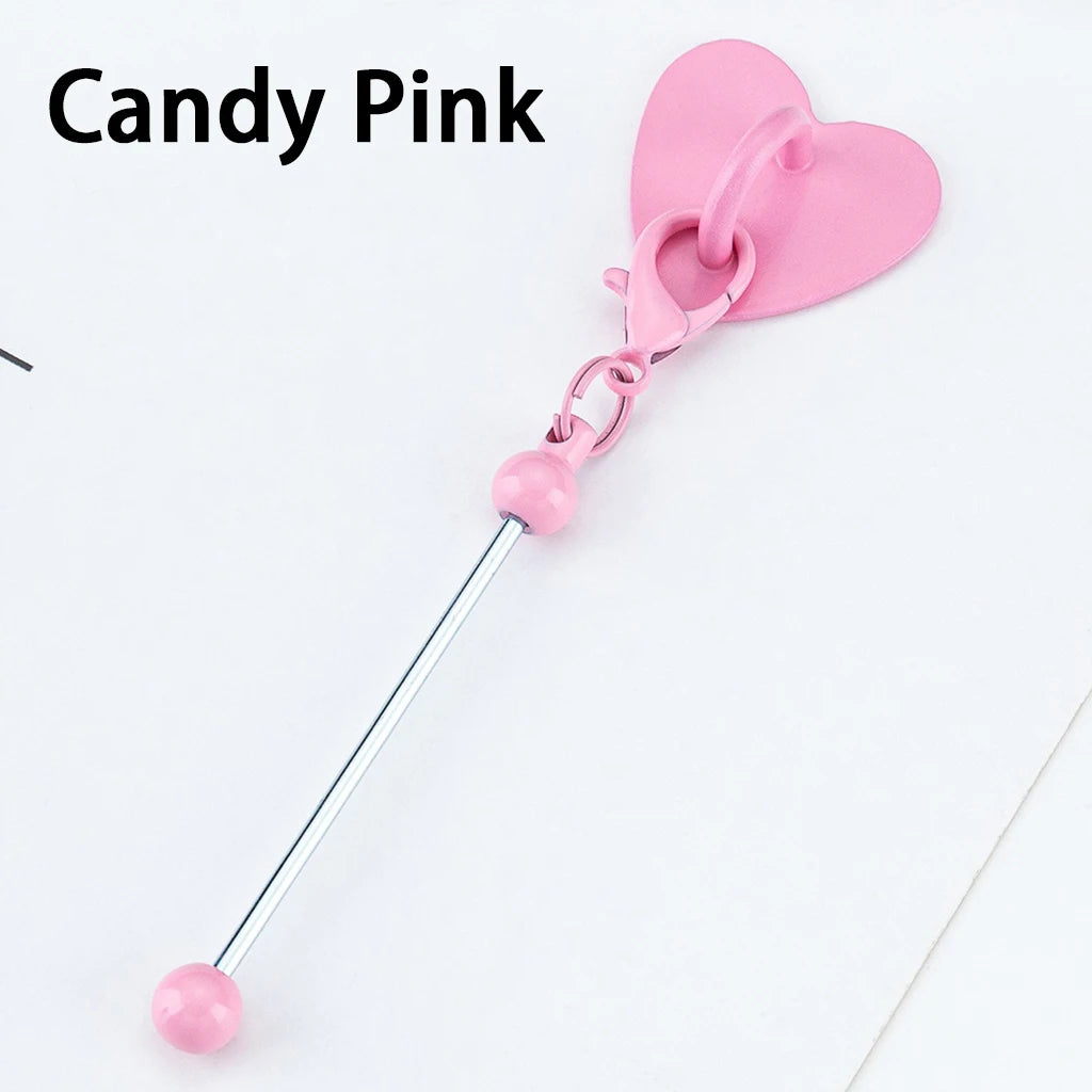 DIY Beadable Keychain Bar with Heart Sticker Adhesive Cup Pendant Mini Lobster Clasp