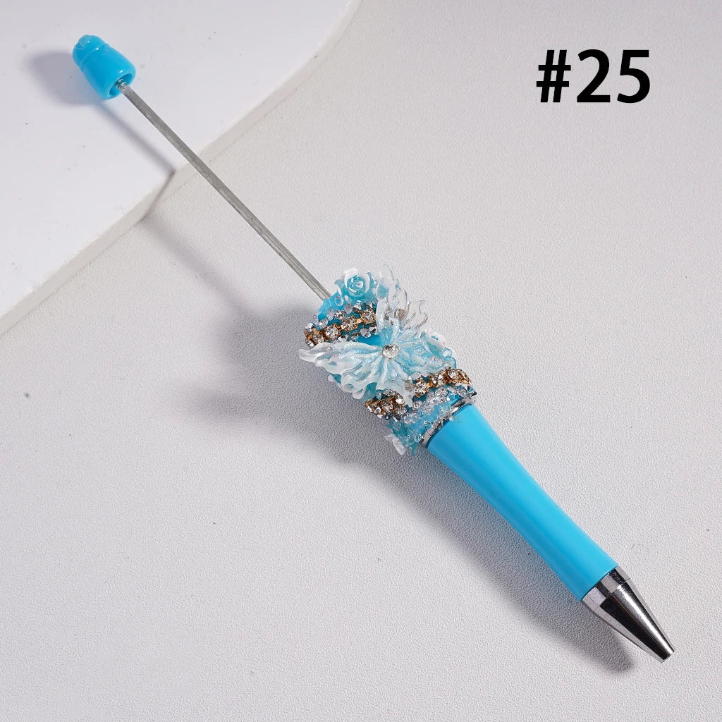 Butterfly Flower Ballpoint Pen with Rhinestone Chain Clear Sugar Solid Color Gift