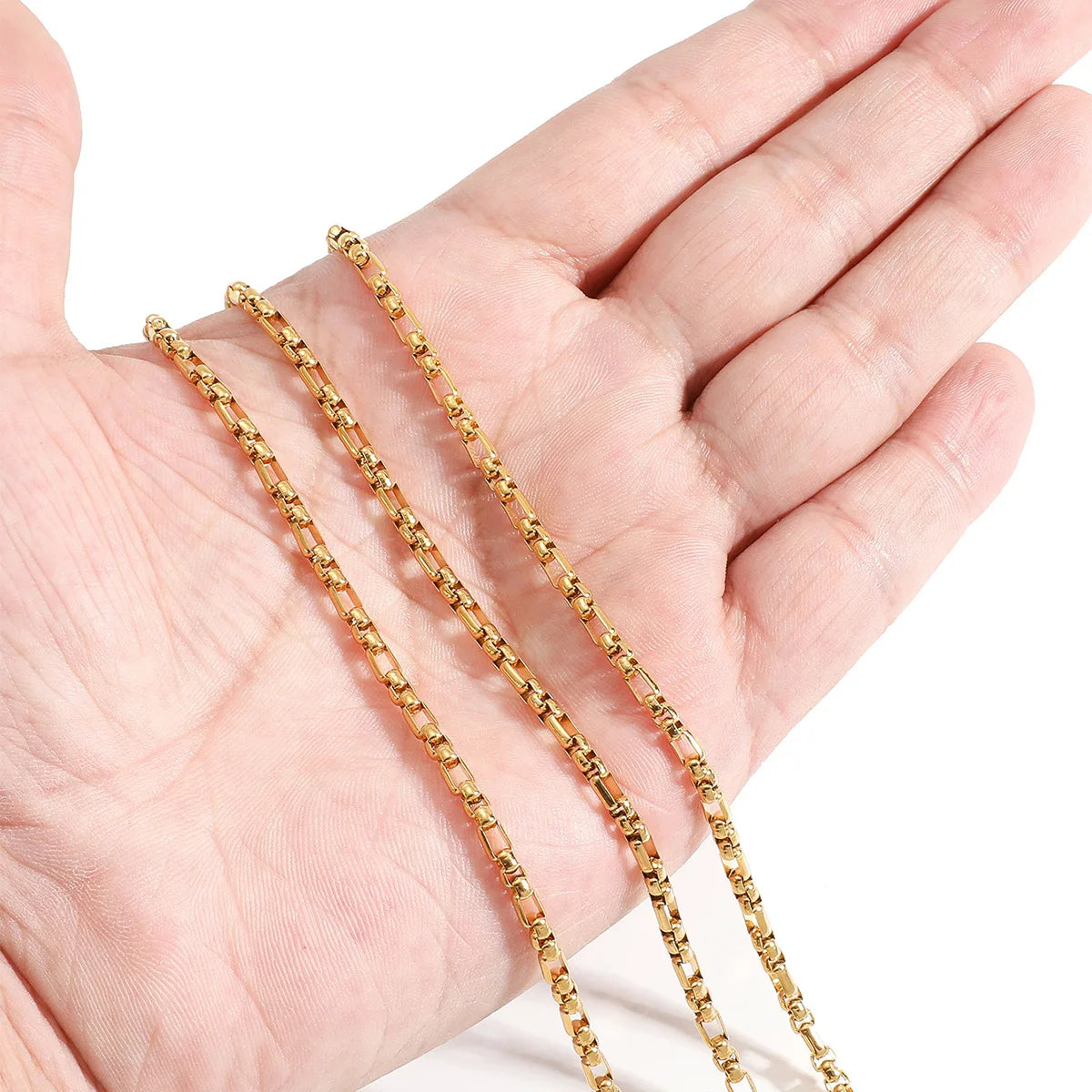 High Quality Stainless Steel E403 3mm 3+1 Box Chain Wholesale Woman's Jewelry Chains