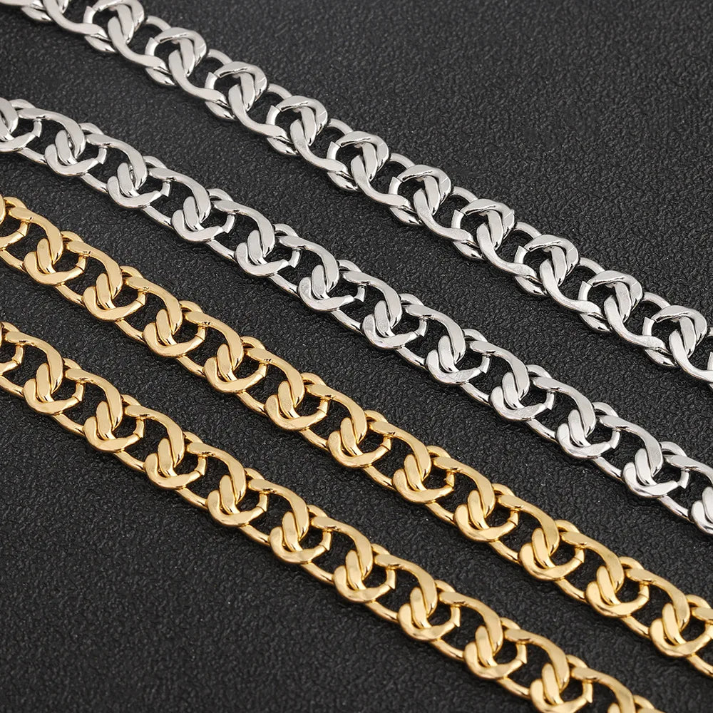 D494 High Quality Necklace Making Chain Heart Stainless Steel Gold Silver Plated Bulk Roll Chain for Diy