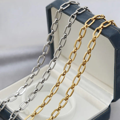 B4750 Paper Clip Chain 18k Gold Plated Stainless Steel Chain Waterproof Chain for Jewelry Diy
