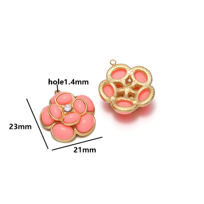 Exquisit Stainless Steel 18k Gold Plated Hollow Flower Zircon Charms Pendant for DIY Jewelry Necklace Making