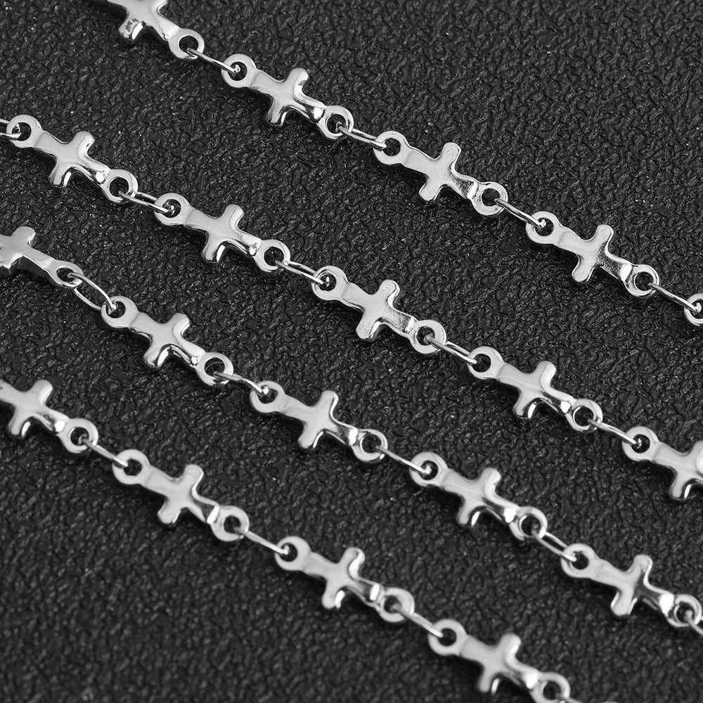 D514 Amazing Hot Stainless Steel Chain Necklace Bracelet Making Clover Flower Cross Block Chain for Diy Jewelry