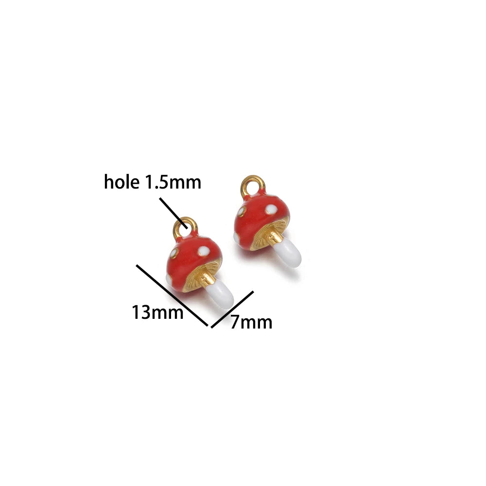 Colorful Fruits Pendant 18k Gold Plated Stainless Steel Strawberry Bananas Cherry Mushroom Charm Pendant for DIY Jewelry Making