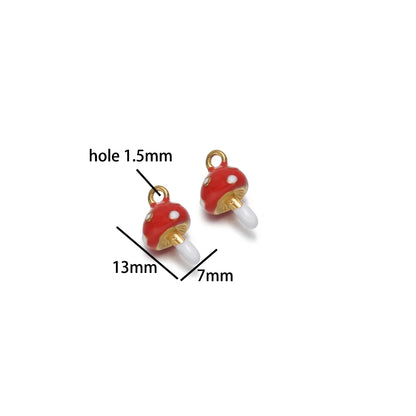 Colorful Fruits Pendant 18k Gold Plated Stainless Steel Strawberry Bananas Cherry Mushroom Charm Pendant for DIY Jewelry Making
