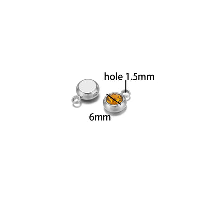 Hot Sale Colorful Pendant 304 Stainless Steel 18k Gold Plated 6mm Crystal Bead Charm Pendants for DIY Necklace Bracelet Making