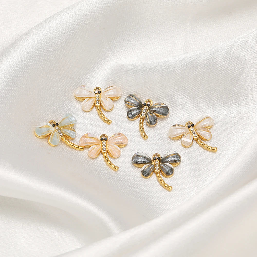 New Arrival Stainless Steel 18k Gold Plated Dragonfly Charm Pendant for Diy Jewelry Making Wholesale Jewelry Supplies