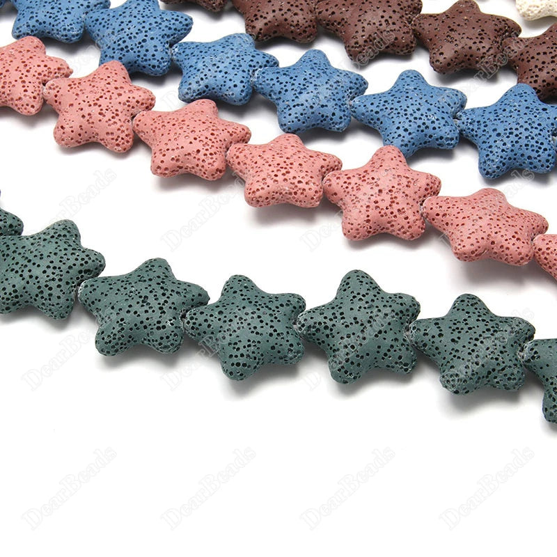 Wholesale Good Quality Many Colors Pink Blue Green Star Shape Volcanic Rock Lava Stone Beads for Jewelry Making 23mm
