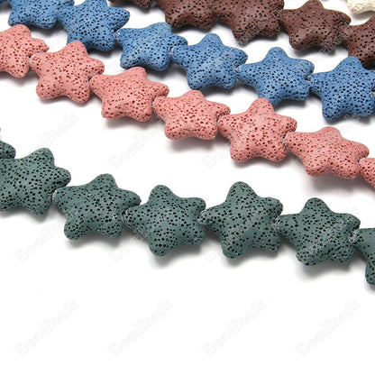 Wholesale Good Quality Many Colors Pink Blue Green Star Shape Volcanic Rock Lava Stone Beads for Jewelry Making 23mm
