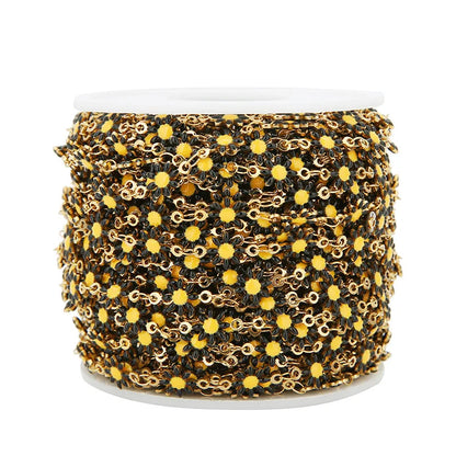 A1186 Colorful Stainless Steel Daisy Chain 18k Gold Plated Enamel Chain Jewelry Accessory Wholesale