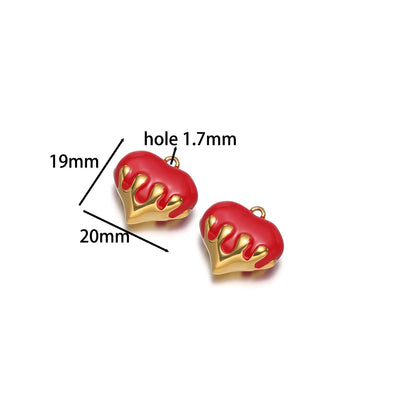 New Arrival Stainless Steel 18k Gold Plated Multicolor Oil Drop Heart Charm Pendant for Jewelry Necklace Making