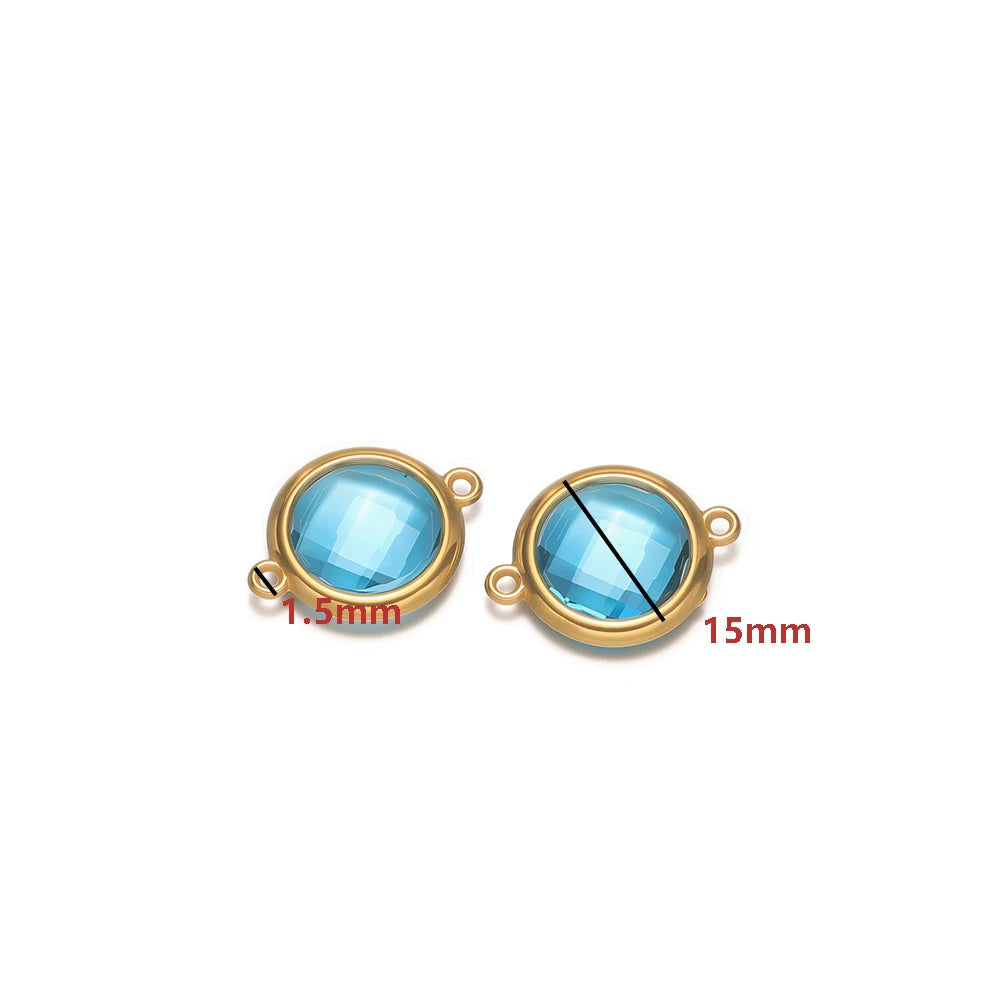 18K Gold Plated Stainless Steel Enamel Round Pendant Findings for Necklace Earrings Garment Making