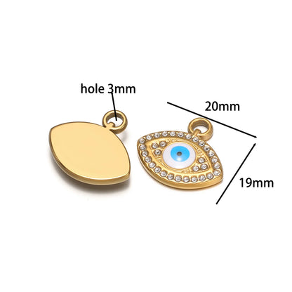 Fashion Stainless Steel 18k Gold Plated Enamel  Zircon Eyes Charm Pendant for Necklace Bracelet Jewelry Making Wholesale