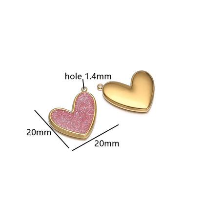 Fine Fashion 18k Gold Plated Stainless Steel Colorful Oil Drop Heart-Shaped Charm Pendant for DIY Necklace Jewelry Making