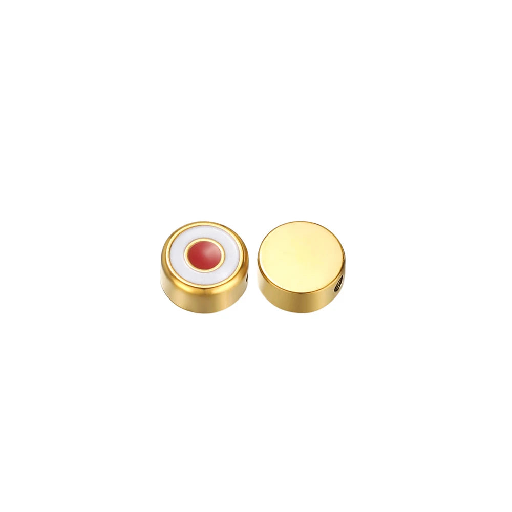 Factory Wholesale 18k Gold Plated Stainless Steel Enamel Spacer Bead Charms Pendant for Women Jewelry Necklace Bracelet Making