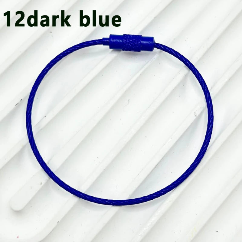 100pcs Solid Color Spray Painted Beadable Classic Gift Keychain Ring Rotatable Screw Wire Rope DIY Bag Jewelry Accessories