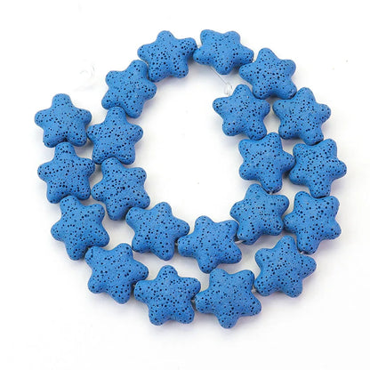 Wholesale Good Quality Many Colors Pink Blue Green Star Shape Volcanic Rock Lava Stone Beads for Jewelry Making 23mm