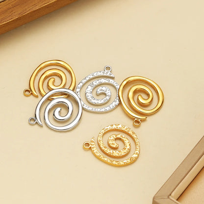 European American Retro Style Stainless Steel 18K Gold Plated Conch Spiral Hollow Charm Pendant for Jewelry Necklace Making