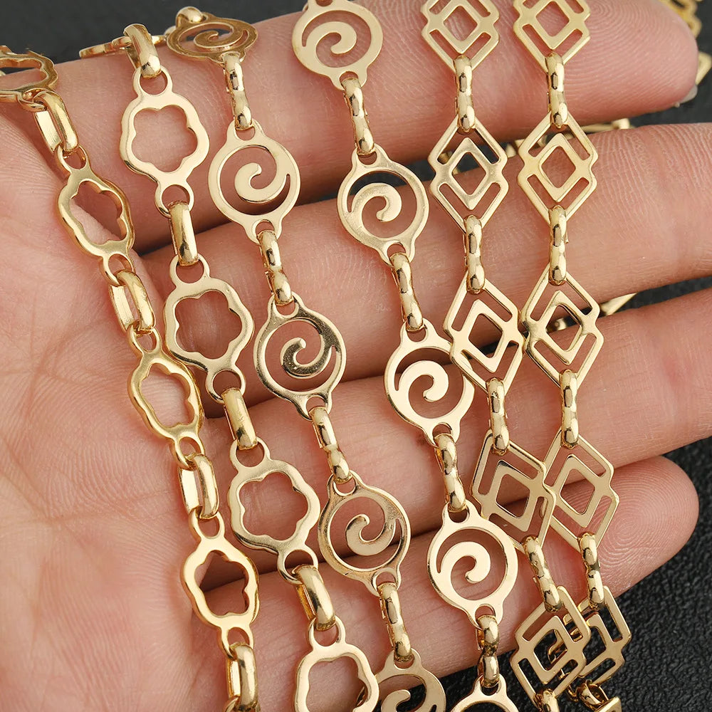 D647 Non Tarnish Wholesale Stainless Steel Spiral Chain Fade Resistant Accessories for DIY Necklace Bracelet Jewelry Making
