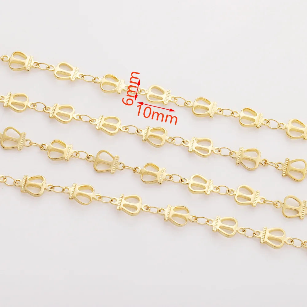 D010 Chunky Crown Chain Stainless Steel Hypoallergenic Charm Rosary Bulk Chains for Fashion Jewelry