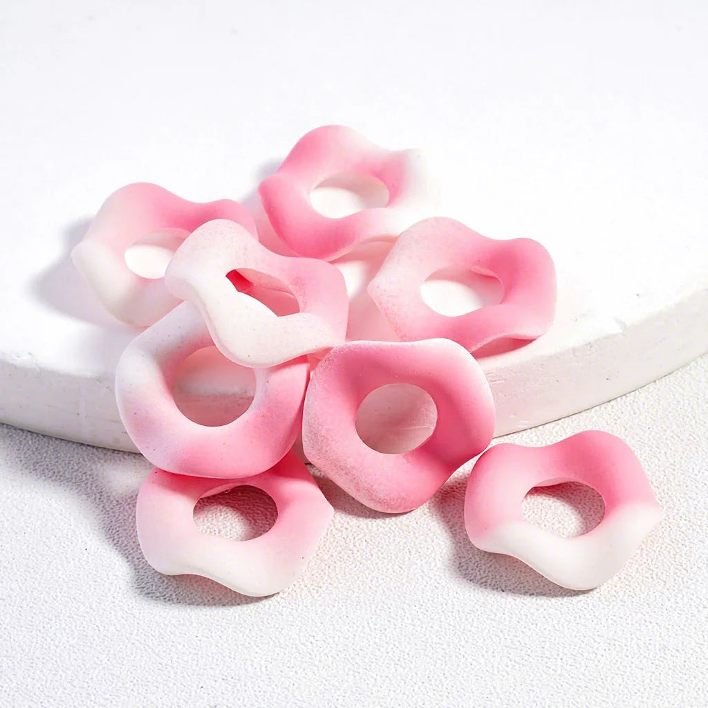 Acrylic Spacer Beads Frosted Matte Wavy Shape Ombre Color 16MM for DIY Beaded Pen Accessories Glitter Macaron