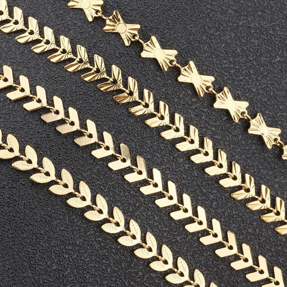 B337 Gold Plating Aircraft butterfly Wheat Ear Chain Leaf Arrow Stainless Steel Necklace Chain Jewelry Accessory