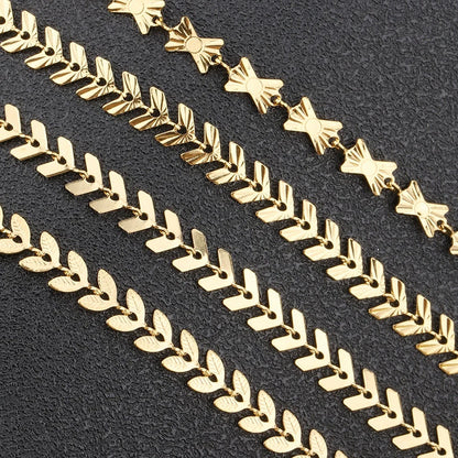 B337 Gold Plating Aircraft butterfly Wheat Ear Chain Leaf Arrow Stainless Steel Necklace Chain Jewelry Accessory