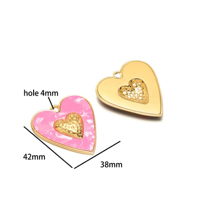 18k Gold Plated Stainless Steel Enamel Heart Rpse Flower Mushroom Charm Pendant for DIY Handmade Necklace Jewelry Making