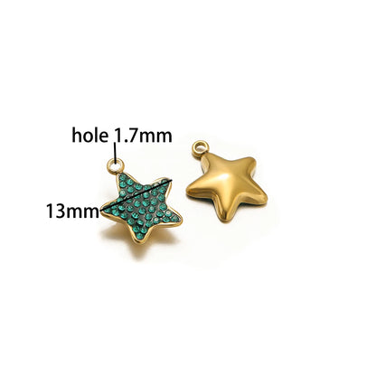 Trendy Handmade Stainless Steel 18K Gold Plated  Fashion Colorful Zircon Star Charm Pendant for Jewelry Necklace Making