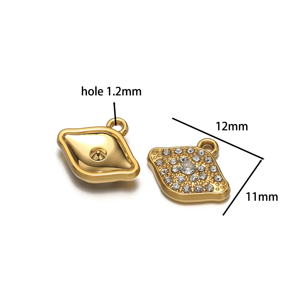 Vintage Stainless Steel 18k Gold Plated Zircon butterfly Heart Eye Charm Pendant for Jewelry Making Wholesale