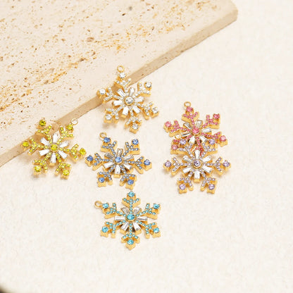Hot Sale Stylish Stainless Steel 18k Pvd Gold Plated Snowflake Zircon Charms Pendant for DIY Jewelry Necklace Making