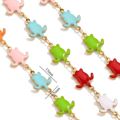 D829 Stainless Steel Ocean Series Enamel Roll Chains Starfish Octopus Fish Connector Chains DIY for Bracelet Necklace Making