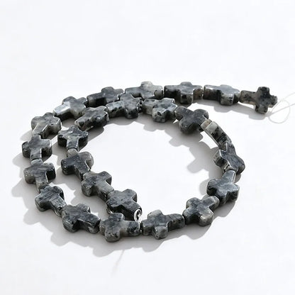 Natural Stone Christian Cross Beads Colorful Stones Loose Beads Strand for DIY Jewelry Making Bracelets Necklaces 12x16x5mm