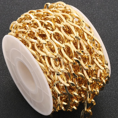 D142 Fashion Stainless Steel Chain Bulk Link Necklace Bracelet Making with 18k Gold Plated Jewelry Findings