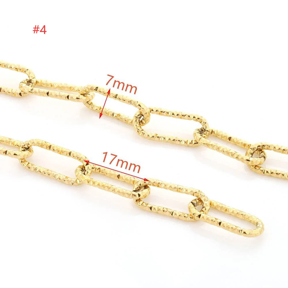 E235 Trunk Gold Silver Chain Waterproof Stainless Steel Chains Paper Clip Chains for Jewelry Custom Diy