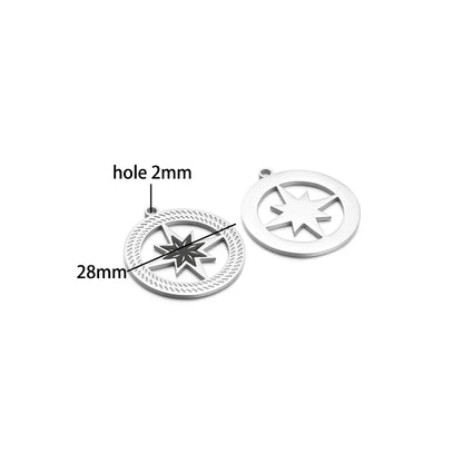 French Vintage Stainless Steel Gold Plated Dripping Oil Hollow Sun Star Butterfly Flower Charm Pendant for Jewelry Making