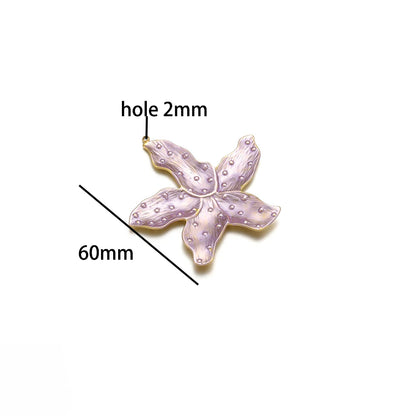 New Vintage 18k Gold Plated Stainless Steel Enamel Big Flower Charms Pendant for Women Jewelry Necklace Earrings Making