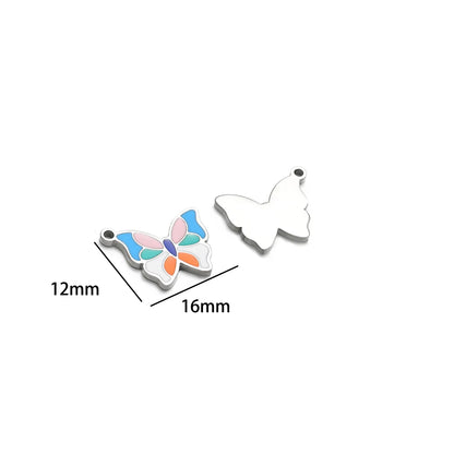 Gold Plated Stainless Steel Enamel Star Gift Bag butterfly Heart Charm Pendant for Jewelry Necklace Making Accessories