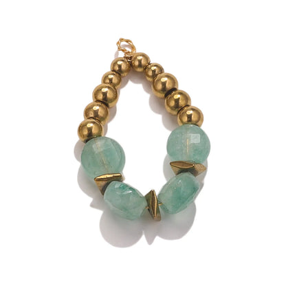 Bohemian Style Stainless Steel Gold Plated Natural Gemstone Stone Beads Charm Pendant for Jewelry Making