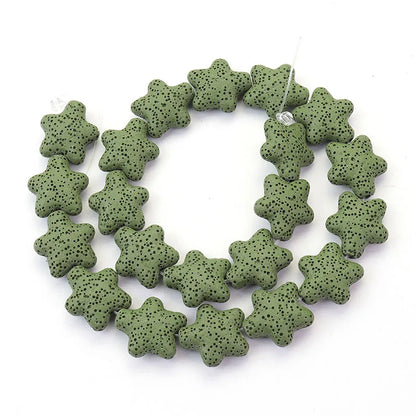 Wholesale Good Quality Many Colors Pink Blue Green Star Shape Volcanic Rock Lava Stone Beads for Jewelry Making 23mm