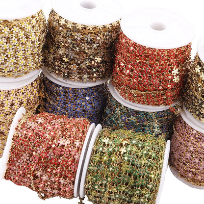 B1596 Rainbow Color Daisy Chain Enamel Drop Oil Plated Chain Stainless Steel Jewelry for Making