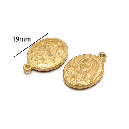 Virgin Mary Religious Pendant 304 Stainless Steel 18k Gold Plated  Charm Pendants for Necklace Making