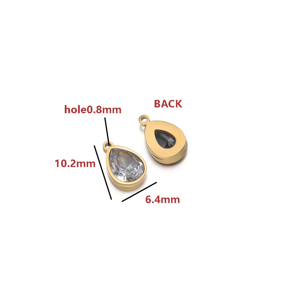 2-in-1 18K Gold Plated Teardrop Stone Setting Pendant with Single-Sided Rhinestone Accents 0.8mm Single-Hole
