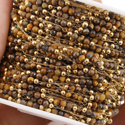 E250 Summer Beach Stainless Steel Jewelry Waterproof Crystal Beads Chains Colored Natural Stone Chains Diy