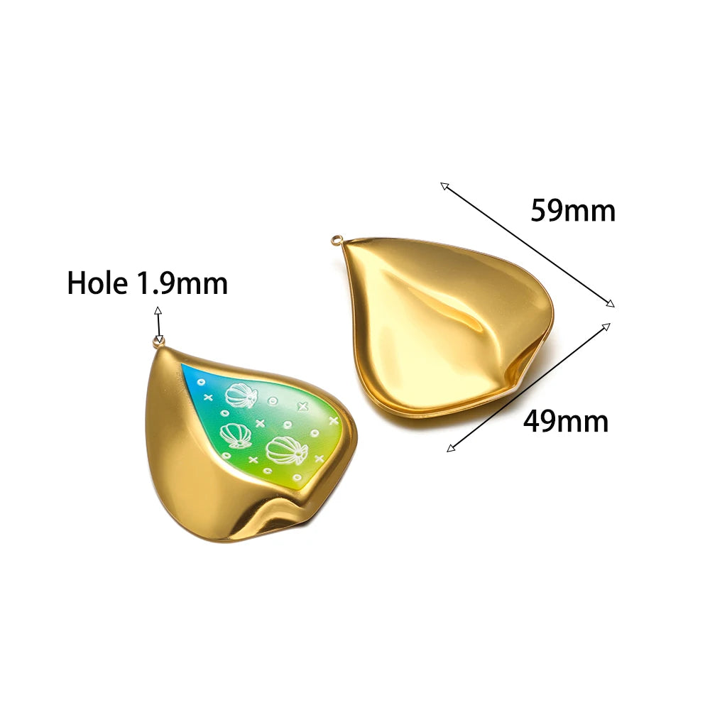 Stainless Steel 18k Gold Plated Enamel Heart butterfly Flower Conch Lip Charm Pendant for Jewelry Necklace Making