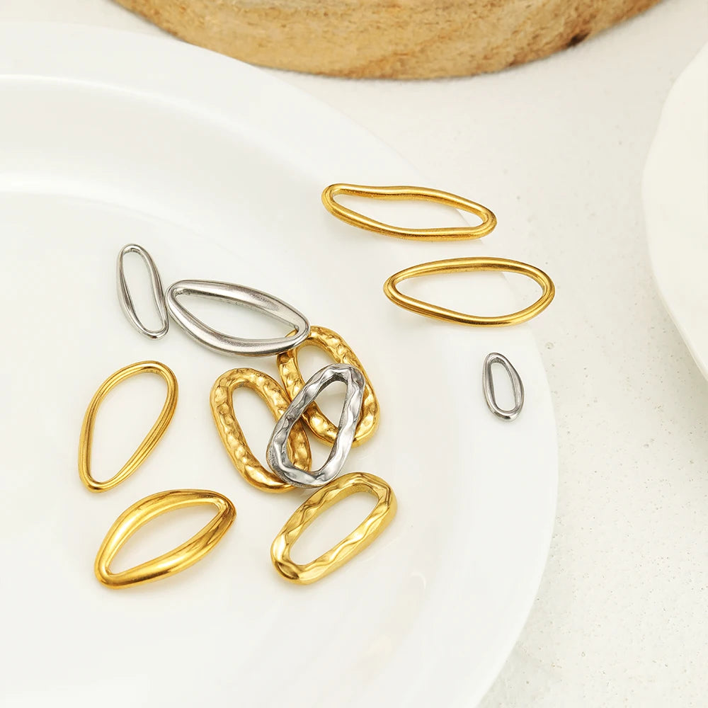 18K Gold Plated 304 Stainless Steel O-Shape Lip-shape Irregular Oval Charm Pendant for Necklace Supplies Bracelet Jewelry