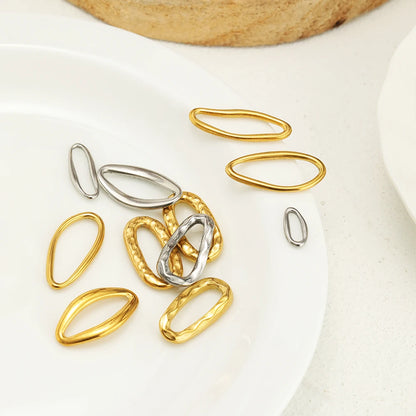 18K Gold Plated 304 Stainless Steel O-Shape Lip-shape Irregular Oval Charm Pendant for Necklace Supplies Bracelet Jewelry