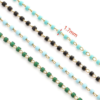 A2591 Hot Selling Miyuki Beads Beaded Necklace Bracelet Chain Stainless Steel Colorful Jewelry Making Chain